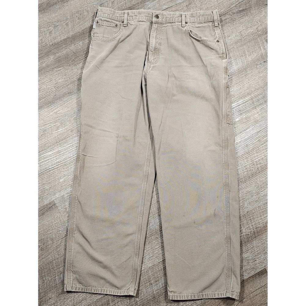 Carhartt Mens Loose Fit Canvas Carpenter Pants Tan Khaki B159 MUD 40x32 Workwear
